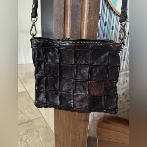 Campomaggi Handbags - Campomaggi Free People Dark Brown Distressed Leather Patchwork Crossbody Bag